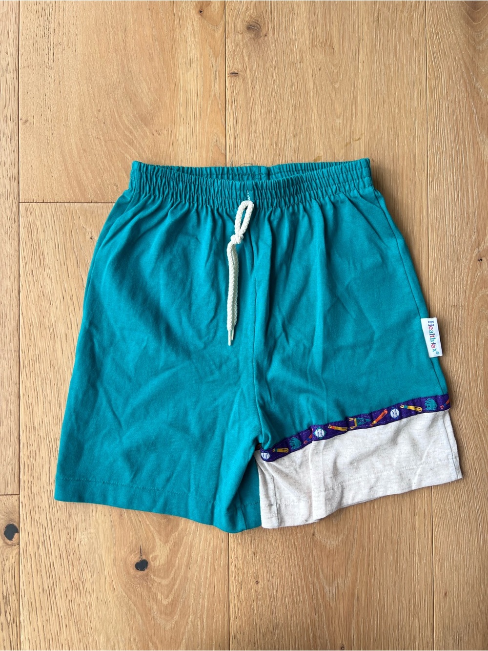 healthtex Teal Shorts with Purple Baseball theme trim
